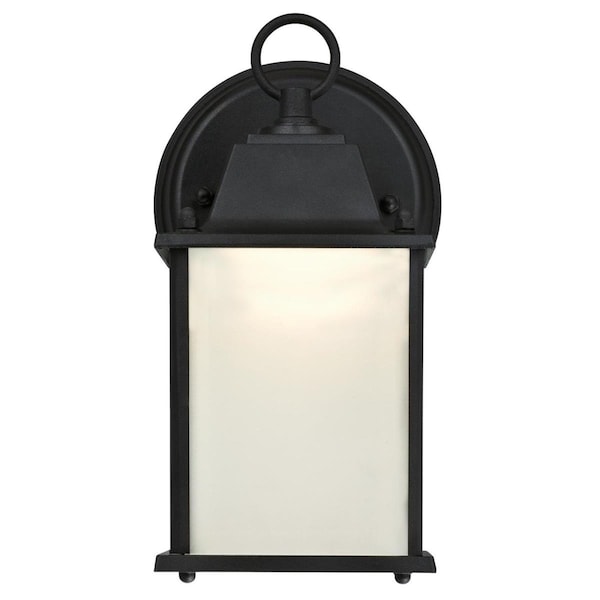 Westinghouse Fixture Wall Outdoor LED Dimmable 9W Dusk to Dawn Trad Txtrd, Black Frost Glass 6107500 - main